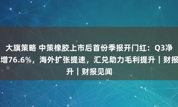 大旗策略 中策橡胶上市后首份季报开门红:Q3净利高增76.6%,海外扩张提速,汇兑助力毛利提升|财报见闻